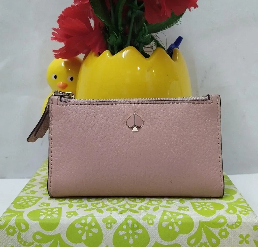 Kate Spade Pink Pebbled Leather Credit Card ID Window Bifold Wallet